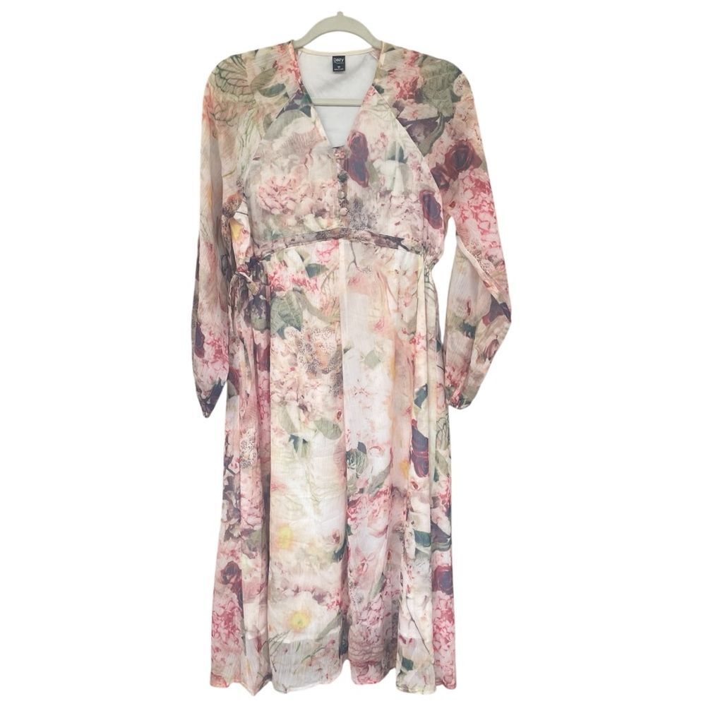Dazy Subdued Floral Flowy Button Front Midi Dress… - image 1